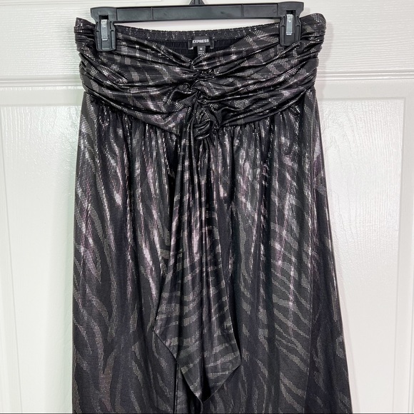 Express Metallic Strapless Zebra Print Sparkly Cocktail Party Mini Dress Size M - Picture 4 of 11